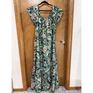 Hilo Hattie Womens Hawaiian Original Dress Large Ruffle Floral Vintage 1980s USA